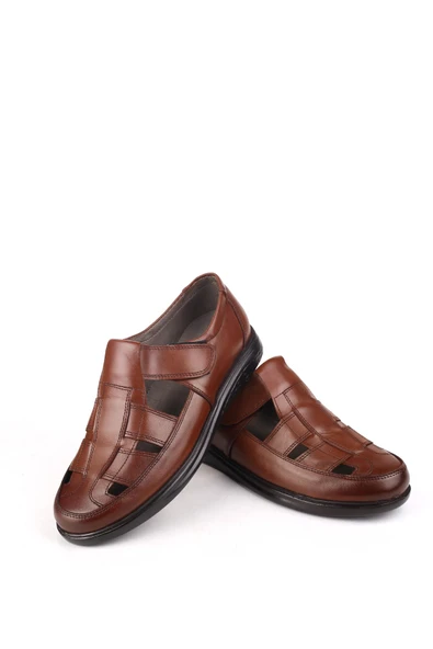 Walkenzo 3899 Ortopedik Hakiki Deri Erkek Sandalet Ayakkabı - 8