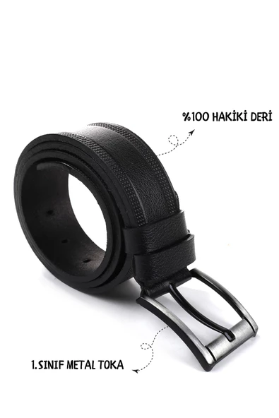 Papuç Sepeti Smt-3986 Erkek Hakiki Deri Klasik Kot Kemeri - 4