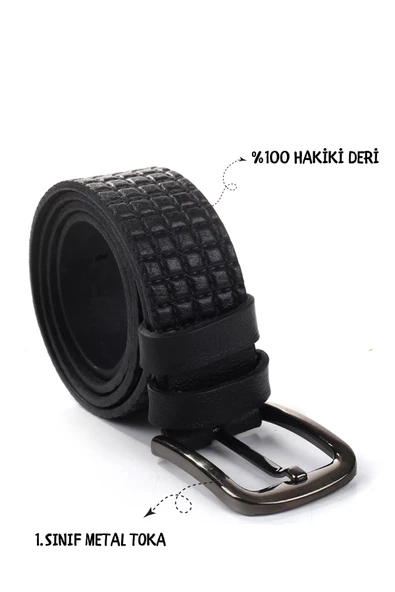 Papuç Sepeti Smt-3987 Erkek Hakiki Deri Klasik Kot Kemeri - 4