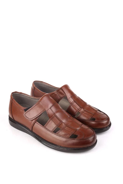 Walkenzo 3899 Ortopedik Hakiki Deri Erkek Sandalet Ayakkabı