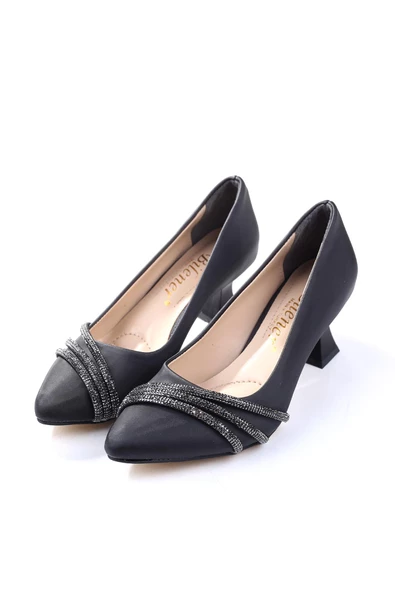 Bilener 3921 Kadın 6 cm Topuklu Taşlı & Cilt Ayakkabı - 4