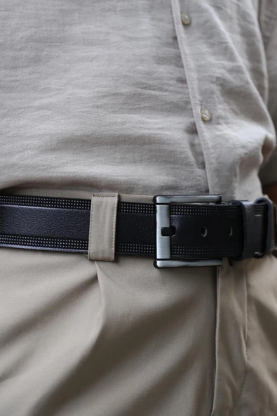 Papuç Sepeti Smt-3986 Erkek Hakiki Deri Klasik Kot Kemeri - Resim 2