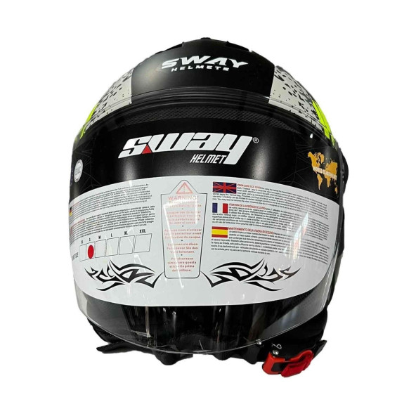 Sway 715 Poıson Black Grey Yellow Yarım Kask - Siyah - Gri - Yeşil - 3