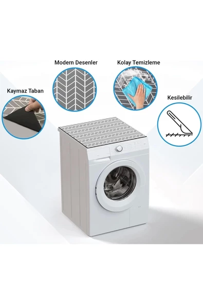 Valerine Life Çamaşır Kurutma Makinesi Örtüsü Matı Kaymaz Sıvı Geçirmez Koruyucu Yıkanır Ped 60x60cm - 3