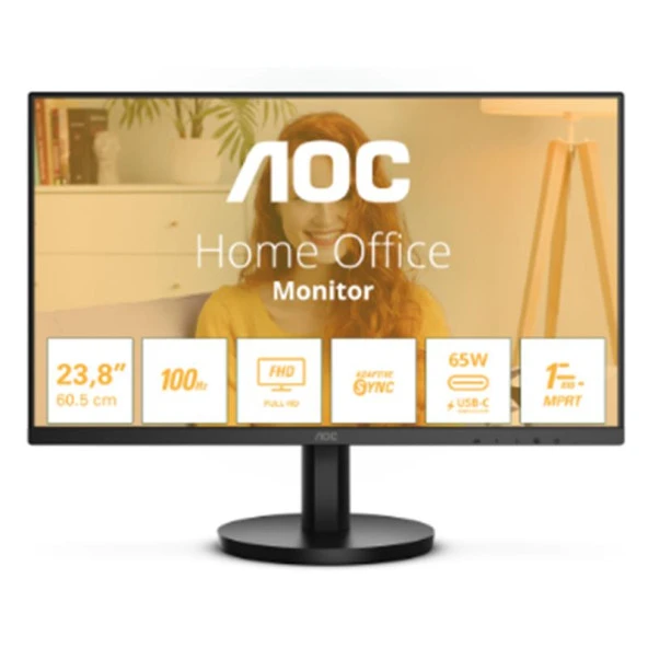 AOC 23.8 24B3CA2 IPS 1MS 100MHZ 1XHDMI 1XUSB 3.2 TYPE-C FHD 1920X1080 HOPARLÖR VESA SIYAH