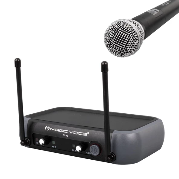 MAGICVOICE PG-42X VHF 2 EL KABLOSUZ TELSİZ MİKROFON (VOLUME KONTROLLÜ) + 525 AMERİKAN FİŞ VERİLECEK - 4