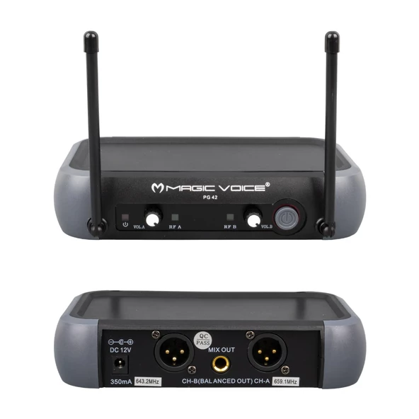MAGICVOICE PG-42X VHF 2 EL KABLOSUZ TELSİZ MİKROFON (VOLUME KONTROLLÜ) + 525 AMERİKAN FİŞ VERİLECEK - 3