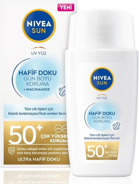 SUN Hafif Dokulu Güneş Koruyucu Yüz Kremi 40ml, SPF50