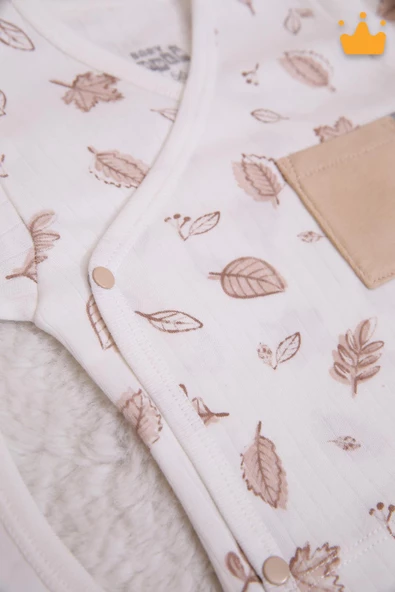 Babyhola Kız Erkek Bebek Yenidoğan 8'li Zıbın Seti 0-3Ay Hediyelik Hastane Çıkışı Yaprak Desen 6016 - 4