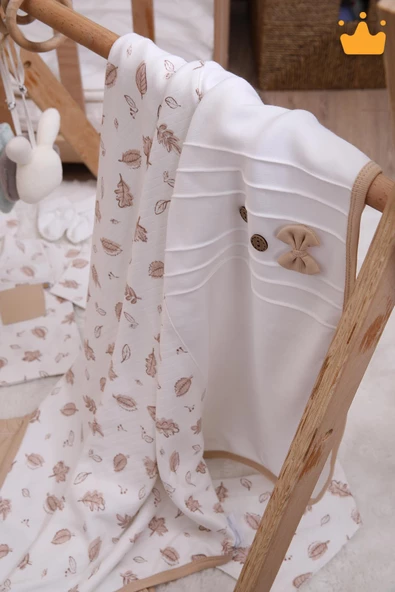 Babyhola Kız Erkek Bebek Yenidoğan 8'li Zıbın Seti 0-3Ay Hediyelik Hastane Çıkışı Yaprak Desen 6016 - 5