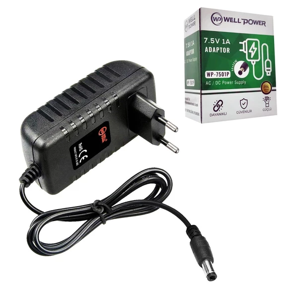 WELLPOWER WP-7501P Adaptör 7.5 Volt 1 Amper 5.5x2.5mm