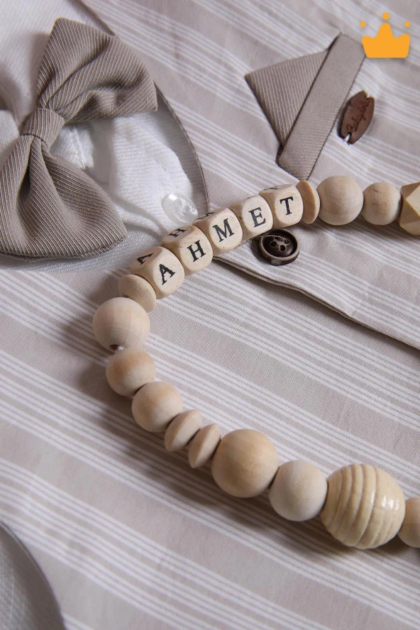 Babyhola Doğal Ahşap Emzik Zinciri İsimli Emzik Askısı Ahşap Emzik Zinciri Emzik Tutucu 1075 - 3