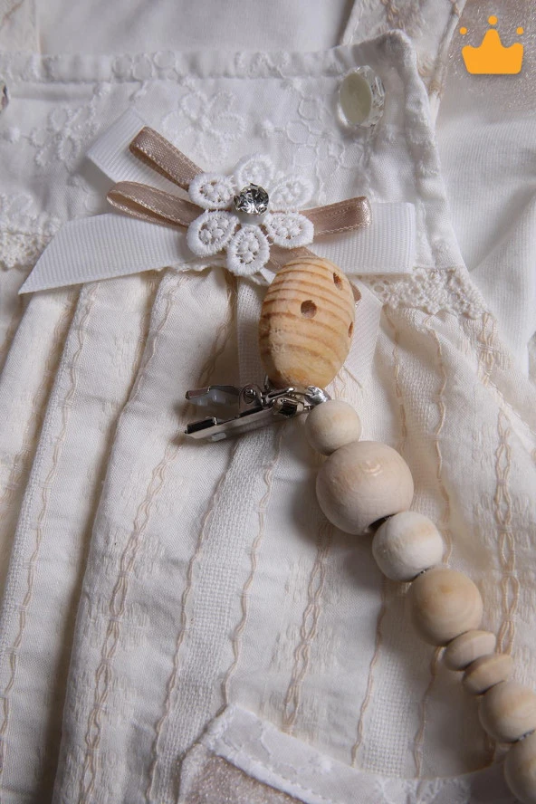 Babyhola Doğal Ahşap Emzik Zinciri İsimli Emzik Askısı Ahşap Emzik Zinciri Emzik Tutucu 1075 - 7