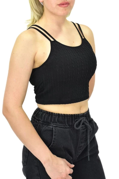 Kadın İp Askılı Pedli Crop 8136 BGL-ST03783 - Resim 8