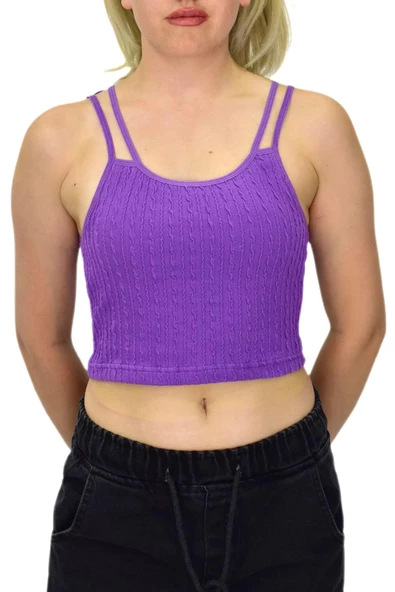 Kadın İp Askılı Pedli Crop 8136 BGL-ST03783 - Resim 5