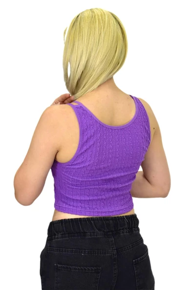 Kadın İp Askılı Pedli Crop 8136 BGL-ST03783 - Resim 10