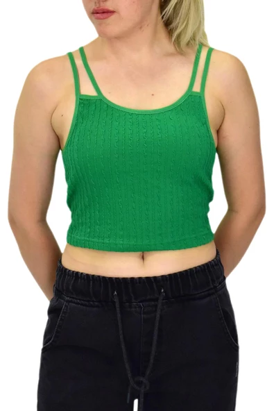 Kadın İp Askılı Pedli Crop 8136 BGL-ST03783 - Resim 4