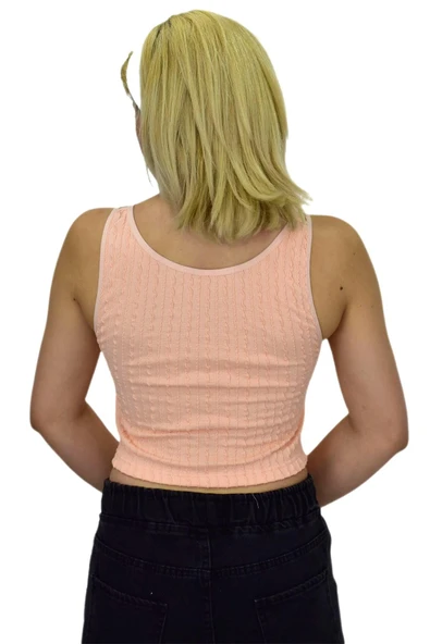 Kadın İp Askılı Pedli Crop 8136 BGL-ST03783 - Resim 11