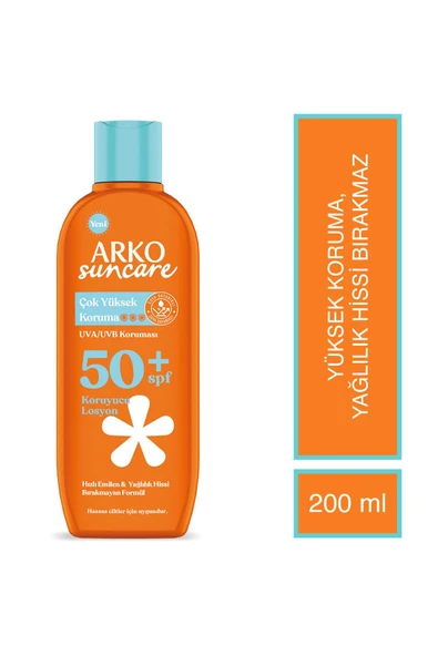 Arko Suncare Çok Yüksek Korumalı 50 Faktör Güneş Losyonu 200 ml