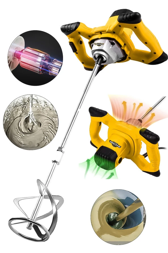 Dozzer Bakır Sargılı 1800 Watt 6 Kademe Devirli Ayarlı Alçı Boya Ve Harç Karıştırıcı Mikser Makinesi