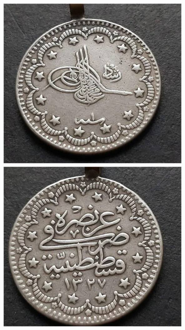 1327-1 (1909) V.Mehmed Reşad 5 Kuruş 6 gram Gümüş ÇÇT+ Eski Madeni Para - 39963668060b49d042