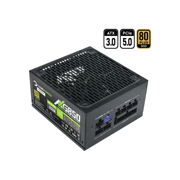 GamePower AXG-850 14CM 850W Gold 80+ ATX 3.0 PCI-E 5.0 Power Supply - 5 Yıl Garantili