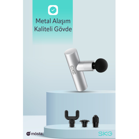 SKG F3 Lite Mini Taşınabilir Masaj tabancası 4 Darbe Yoğunluğu, Farklı Bölgelerde kullanım sağlayan 4 modüler Masaj Başlığı, Ergonomik 230gram - 5