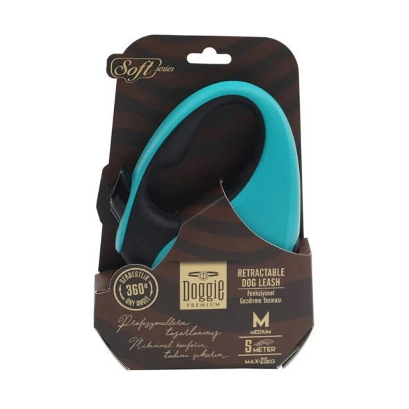 Doggie Otomatik Uzatma Tasması Soft Seri Mavi 25kg 5Metre - Resim 2
