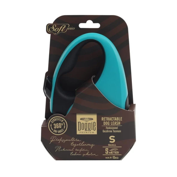 Doggie Otomatik Uzatma Tasması Soft Seri Mavi 15kg 5Metre - Resim 2