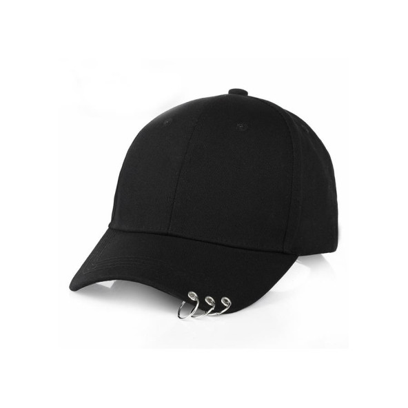 Halka Detaylı Siyah Unisex Piercing Şapka