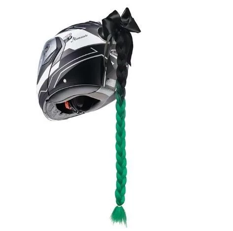 Tex Kask Süsü 5 Motosiklet Bisiklet Ve Kayak Kask Süsü Kalın Örgü At Kuyruğu Saç Yeşil Siyah