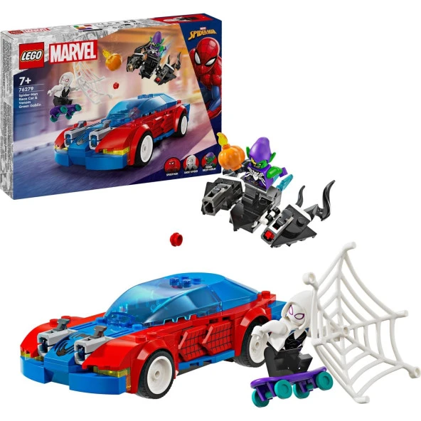 Orjinal Lego Marvel Örümcek Adam Yarış Arabası ve Venom Green Goblin Lego Marvel 76279