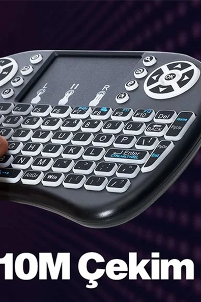 Bluetooht Uyumlu Kablosuz Klavye Mouse Tv Klavye Işıklı Kablosuz Mini Klavye Dokunmatik Mouse - 5
