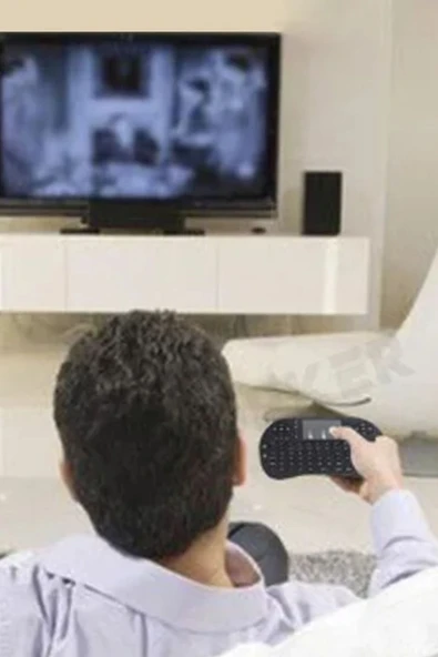 Bluetooht Uyumlu Kablosuz Klavye Mouse Tv Klavye Işıklı Kablosuz Mini Klavye Dokunmatik Mouse - 4
