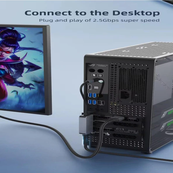 PrimeX PX-4752 Type C To Gigabit Ethernet, Type C to RJ45 10/100/1000/2500Mbps Gigabit İnternet Çevirici, Type-C to Ethernet Dönüştürücü Adaptör - 2