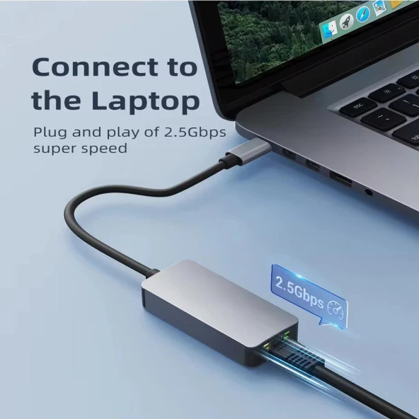 PrimeX PX-4752 Type C To Gigabit Ethernet, Type C to RJ45 10/100/1000/2500Mbps Gigabit İnternet Çevirici, Type-C to Ethernet Dönüştürücü Adaptör - 4