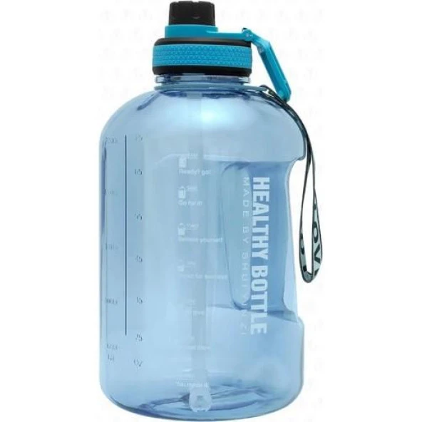 Valletta Winta Bpa Içermez Motivasyonel Su Matarası 2.5 Litre Mavi Su Matarası Suluk - 4