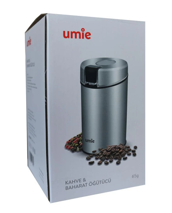 UMIE 65 Gram kapasiteli Pazlanmaz Çelik 160W Kahve ve Baharat Öğütücü