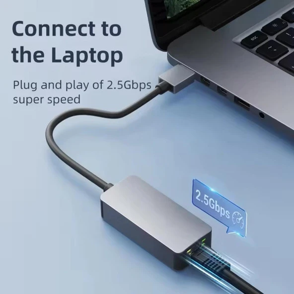 PrimeX PX-4743 USB To Gigabit Ethernet, USB3.0 to RJ45 10/100/1000/2500Mbps Gigabit İnternet Çevirici, USB to Ethernet Dönüştürücü Adaptör - 3