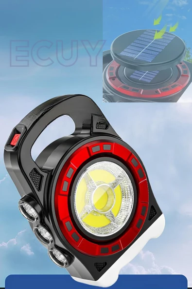 Solar Kamp Lambası – Güneş Enerjili, Şarjlı 20W COB LED, 3 Kademeli Işık, USB Çıkışlı Taşınabilir Lamba