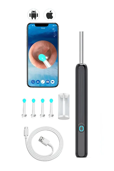 Kameralı Kulak Temizleme Cihazı – 360° Dönebilen HD Görüntülü Çubuk, Tüm Cihazlarla Uyumlu - 5