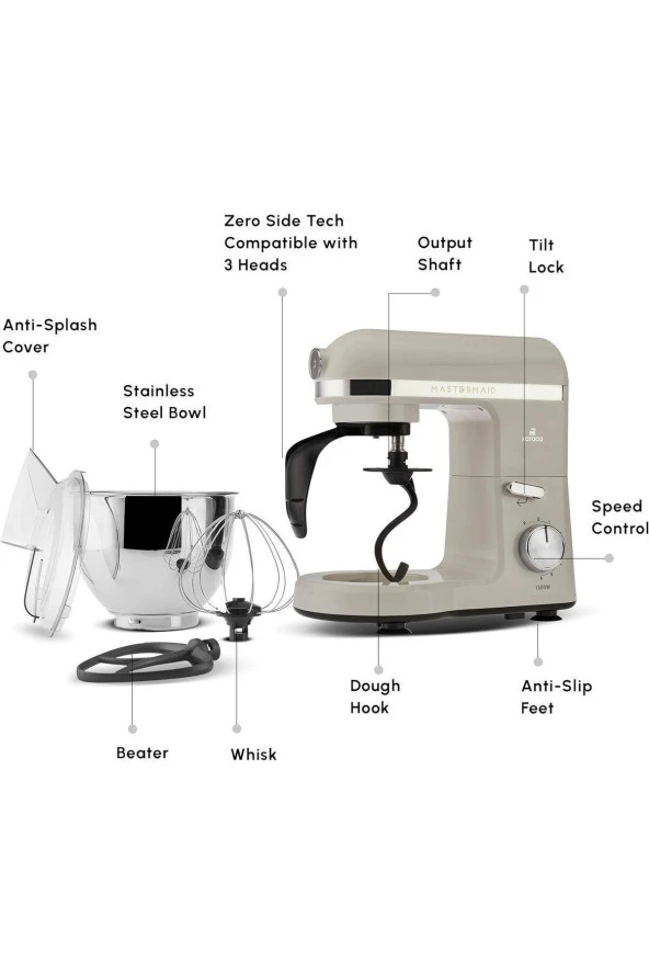 Karaca 6 kademeli PRO Çift kollu aparat Hamur Yoğurma Karıştırıcı Püre ve Çırpıcı 5LT Mutfak Şefi - 2