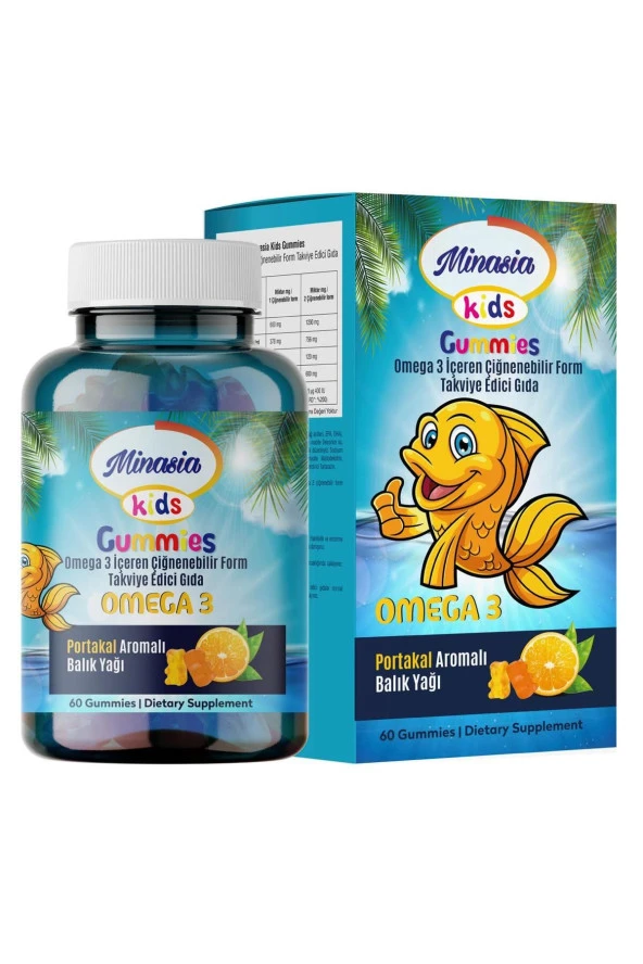 Minasia Kids Gummies Omega 3 İçeren Çiğnenebilir Form Takviye Edici Gıda