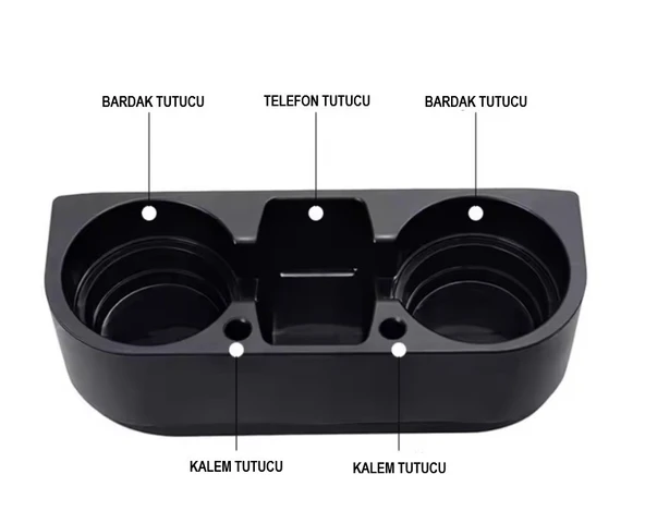 OTO MOTTO Siyah Araç İçi Koltuk Arası Ve Başlık Bardak Tutucu Bardaklık - 6