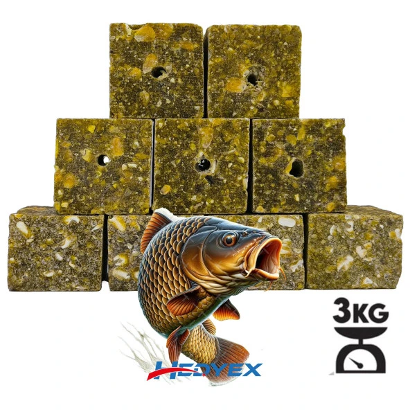Hedyex 3Kg Sazan Küspesi Delikli Küp Mısır Küspesi Kare