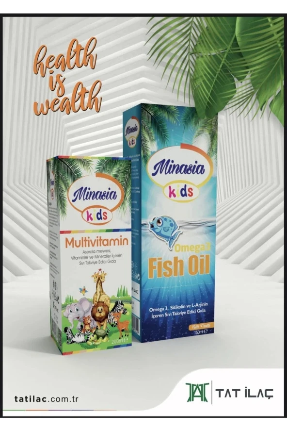 Minasia Kids Fish Oil Omega 3 Balık Yağı Şurup Ve Multivitamin 200ml Vitaminler Ve Mineraller