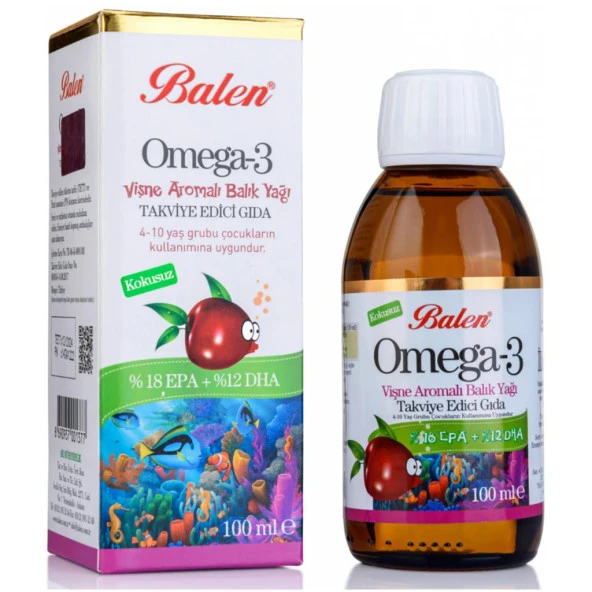 Balen Vişne Aromalı Omega 3 Balık Yağı 100 Ml