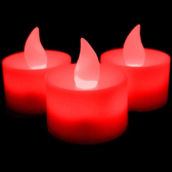 48 PCS RED LİGHT CANDLES 48 ADET KIRMIZI LED IŞIKLI MUM KIRMIZI LED MUM METALİK KIRMIZI IŞIKLI MUM