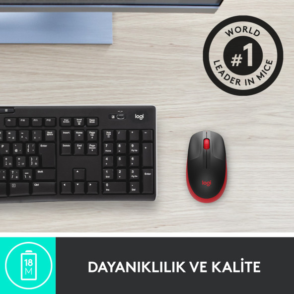 Logitech M191 910-005910 Kırmızı Optik Kablosuz Mouse - Resim 4