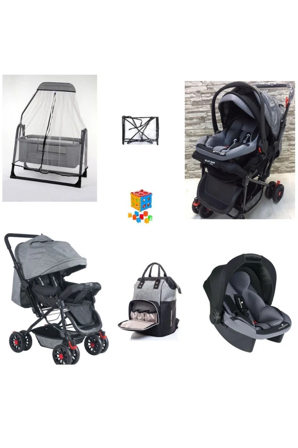 LETS GO BABY  Bebek Çeyiz Seti 6Parça Bebek Arabası Beşik Çanta Puset Yağmurluk Oyuncak